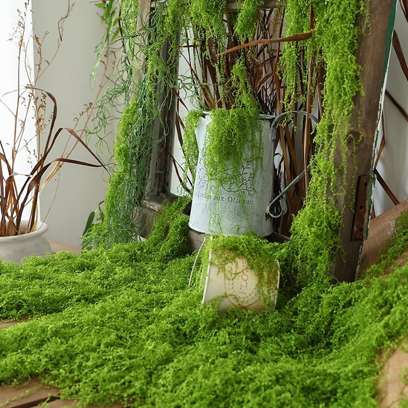 ZDSLASHES Fake Light Green Moss for Potted Plants, 3.5OZ Moss Decor Artificial Faux Moss for Crafts Preserved Moss for DIY Decorative Moss Table Centerpieces Decor Fairy Garden Floral Wedding (100g) - Image 3